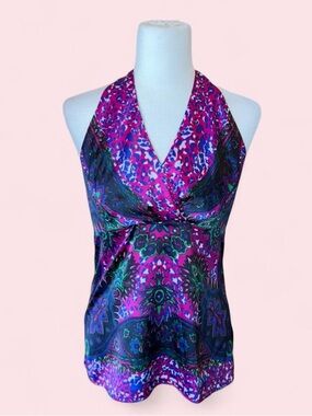 The Limited Vibrant Purple Halter Print Top
